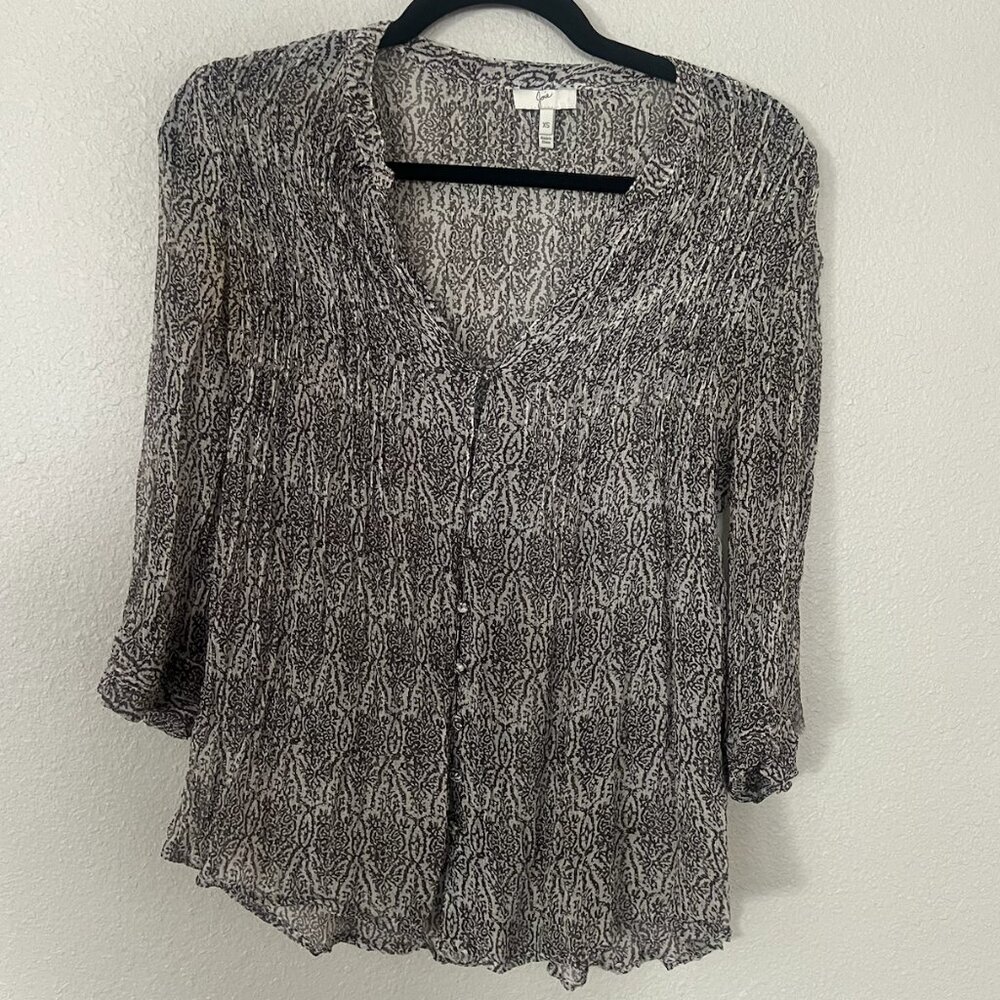 Joie Black and White Sheer Blouse